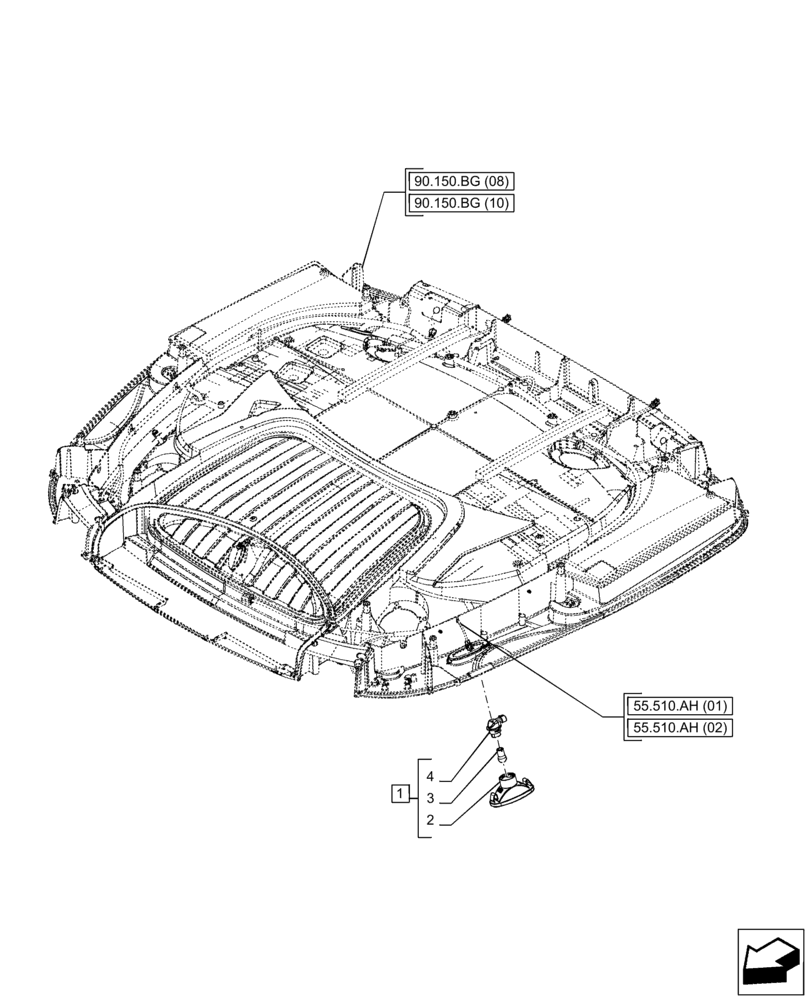 Схема запчастей Case IH PUMA 240 CVT - (55.514.AA[03]) - VAR - 758139, 758141, 758143, 758146 - DOME LIGHT, ROOF, W/ HIGH VISIBILITY PANEL (55) - ELECTRICAL SYSTEMS