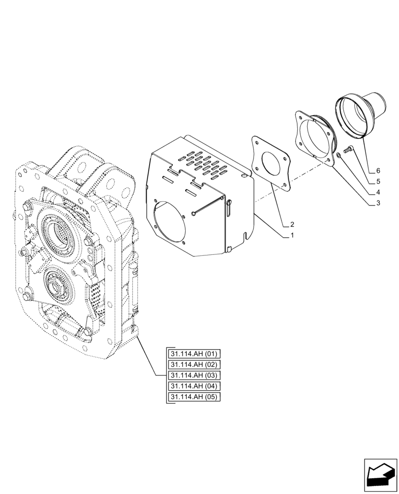 Схема запчастей Case IH PUMA 220 - (31.114.AH[09]) - VAR - 758100, 758101, 758102, 758103 - PTO, HOUSING & COVERS (31) - IMPLEMENT POWER TAKE OFF