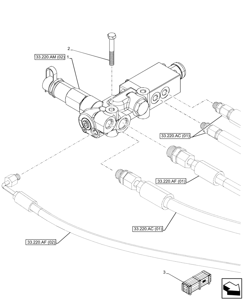 Схема запчастей Case IH FARMLIFT 742 - (33.220.AM[03]) - VAR - 749295 - TRAILER BRAKE VALVE (33) - BRAKES & CONTROLS