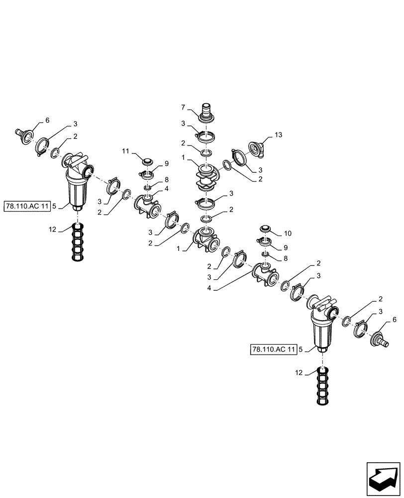 Схема запчастей Case IH PATRIOT 3240 - (78.110.AD[02]) - CENTER SECTION MANIFOLD, 5 SEC (78) - SPRAYING