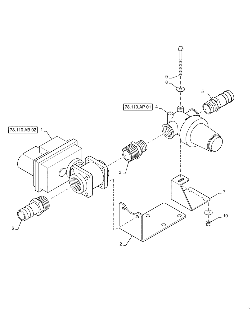 Схема запчастей Case IH PATRIOT 3240 - (78.110.AB[01]) - 90, 5 SECTION, CENTER VALVE PLUMBING (78) - SPRAYING