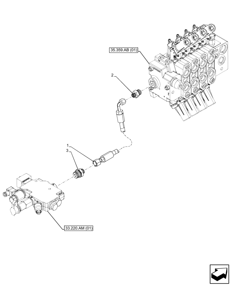 Схема запчастей Case IH FARMLIFT 742 - (33.220.AF[01]) - VAR - 749240 - TRAILER BRAKE, LINES, DIRECTIONAL CONTROL VALVE (33) - BRAKES & CONTROLS