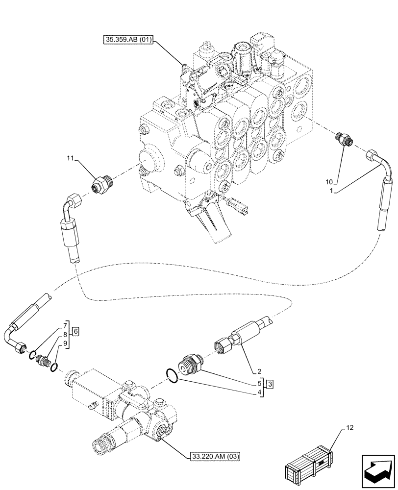 Схема запчастей Case IH FARMLIFT 632 - (33.220.AF[02]) - VAR - 749295 - TRAILER BRAKE, LINES, DIRECTIONAL CONTROL VALVE (33) - BRAKES & CONTROLS