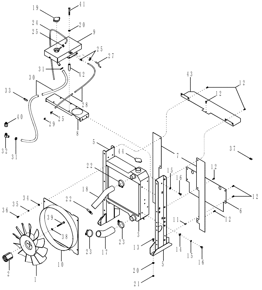 Схема запчастей Case IH PX70 - (02-01) - COOLING SYSTEM (02) - ENGINE