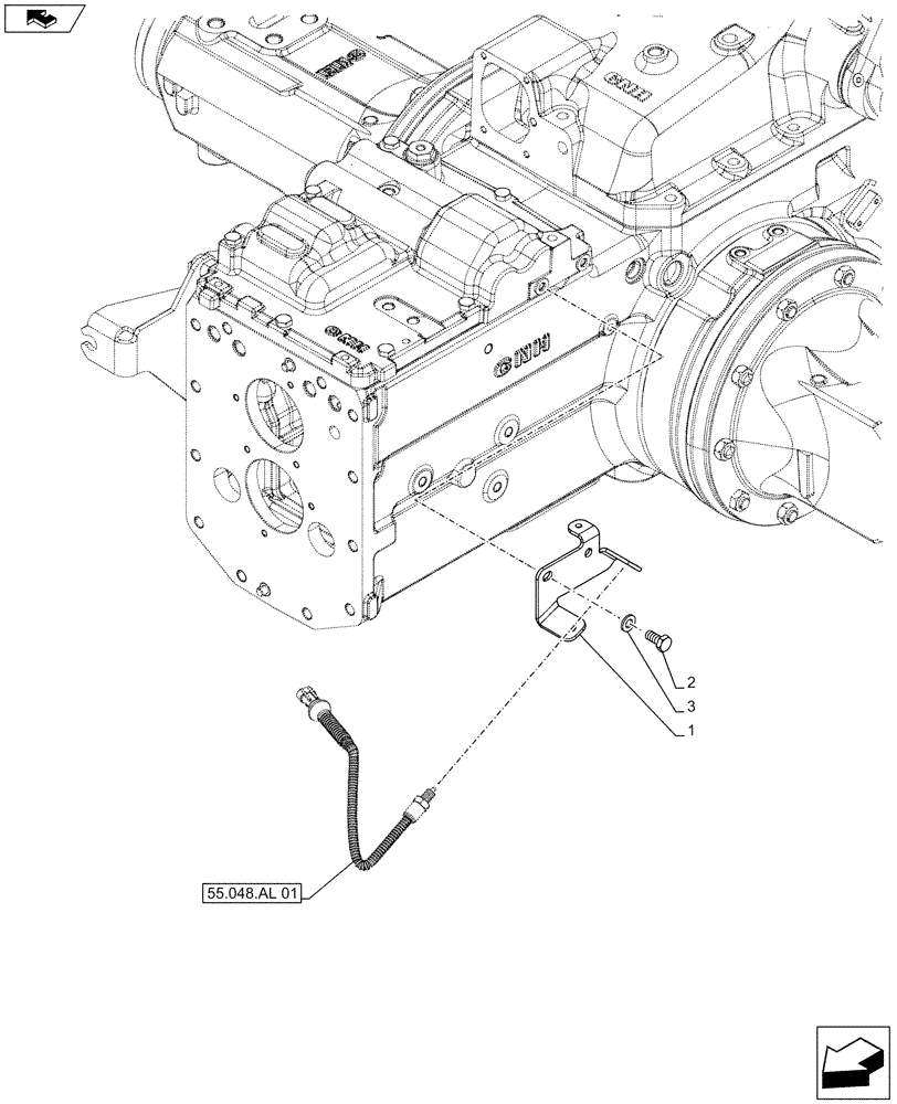 Схема запчастей Case IH FARMALL 85C - (55.048.AL[02]) - PTO, SWITCH, BRACKET (55) - ELECTRICAL SYSTEMS