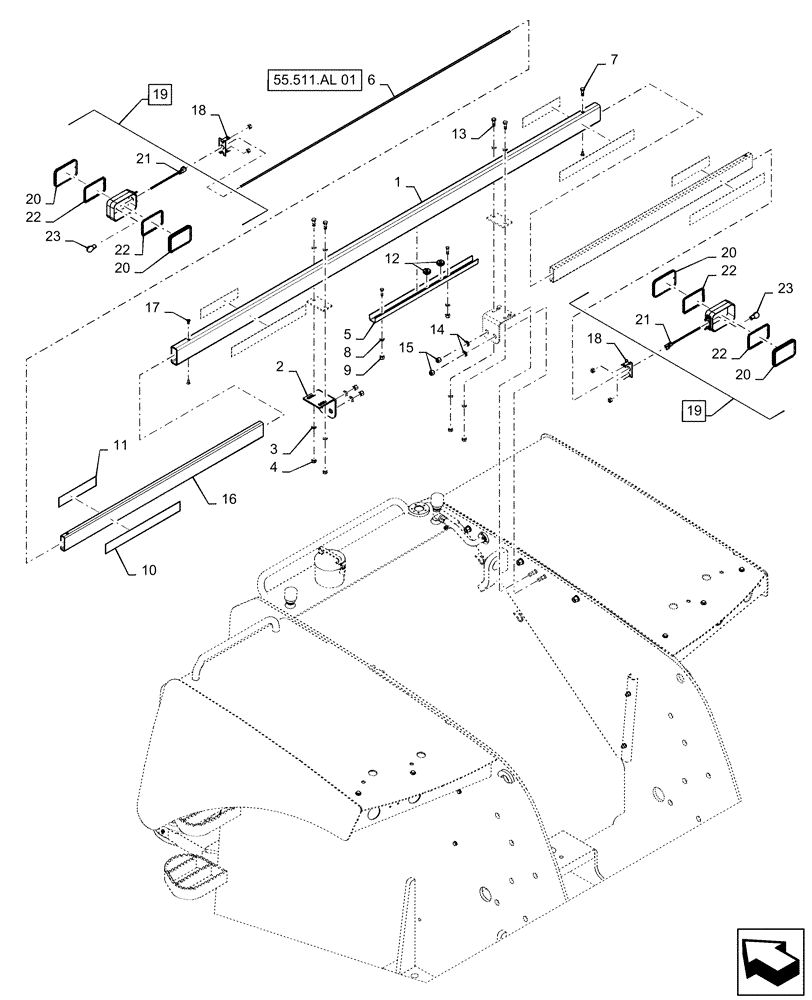 Схема запчастей Case IH QUADTRAC 500 - (55.404.BD[01]) - MARKER LIGHT, NA (55) - ELECTRICAL SYSTEMS