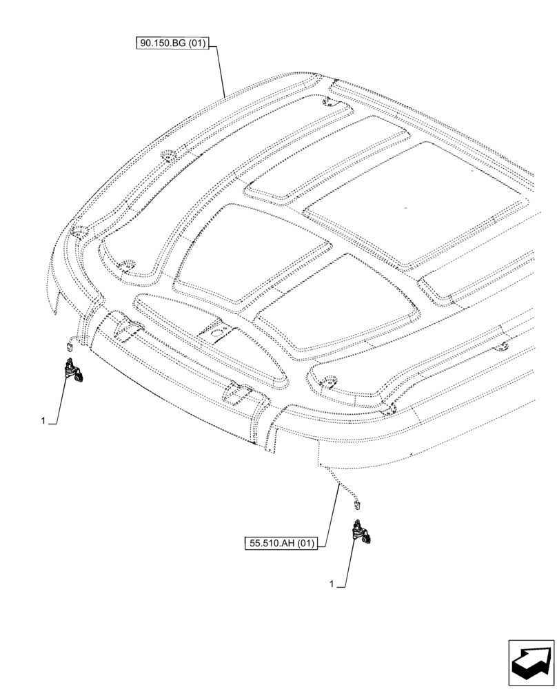 Схема запчастей Case IH PUMA 150 - (55.510.BM[03]) - VAR - 391179, 758140, 758142, 758145 - POWER SOCKET, ROOF (55) - ELECTRICAL SYSTEMS