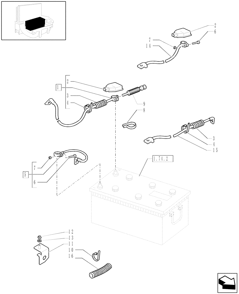 Схема запчастей Case IH PUMA 210 - (1.75.3) - BATTERY, CABLES (06) - ELECTRICAL SYSTEMS