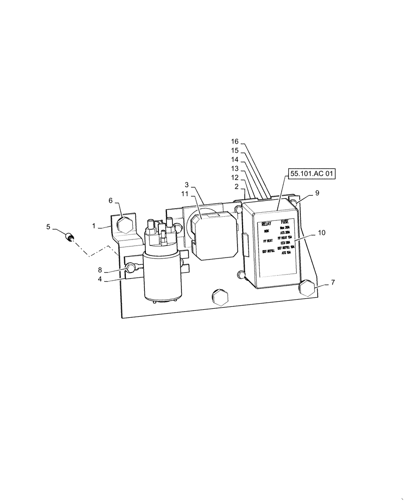 Схема запчастей Case IH 170A - (55.100.DO) - RELAYS, FUSE BOX & SOLENOID (55) - ELECTRICAL SYSTEMS