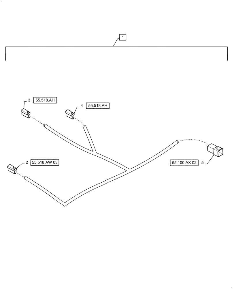 Схема запчастей Case IH QUADTRAC 500 - (55.518.BL[01]) - WINDSHIELD WASHER HARNESS, BSN ZFF308000 (55) - ELECTRICAL SYSTEMS