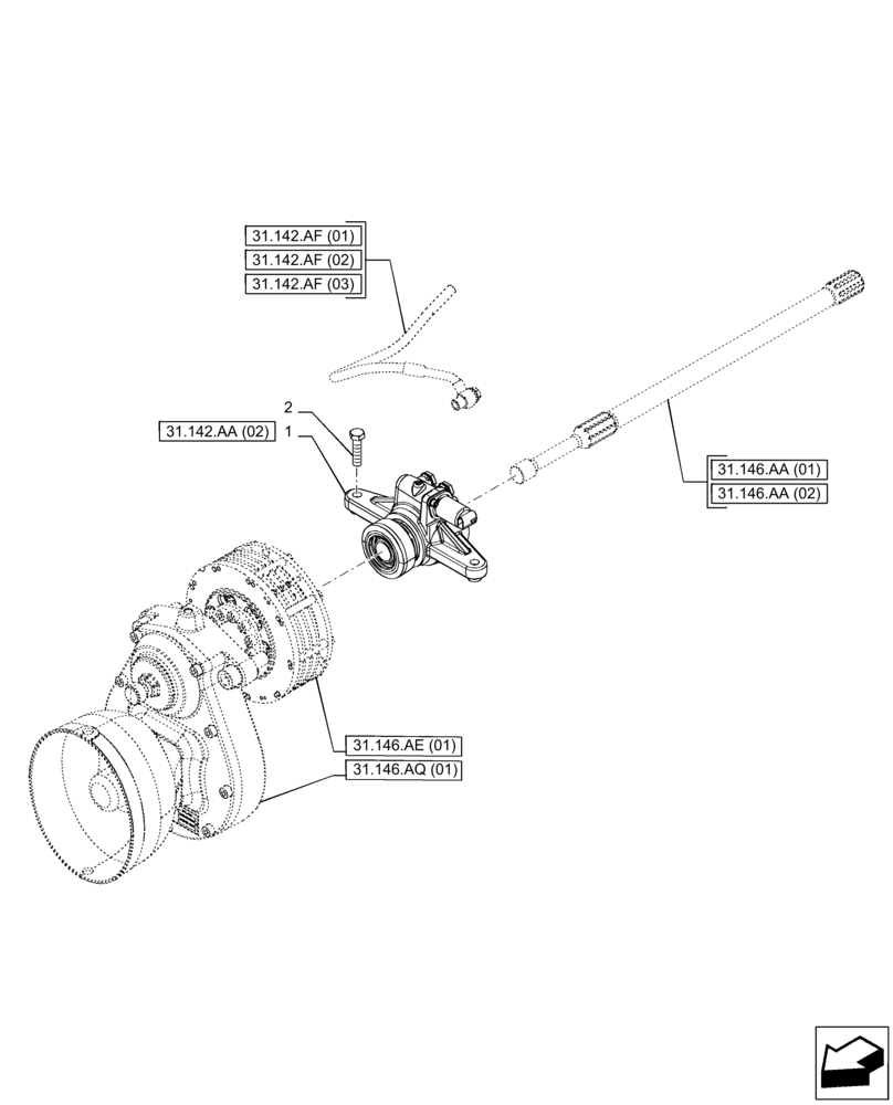 Схема запчастей Case IH PUMA 150 CVT - (31.142.AA[01]) - VAR - 758091, 758093, 758245, 758247, 758248 - FRONT PTO ASSY, ACTUATOR (31) - IMPLEMENT POWER TAKE OFF