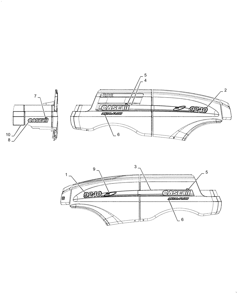 Схема запчастей Case IH 9240 - (90.108.AB[01]) - DECAL, MODEL (90) - PLATFORM, CAB, BODYWORK AND DECALS