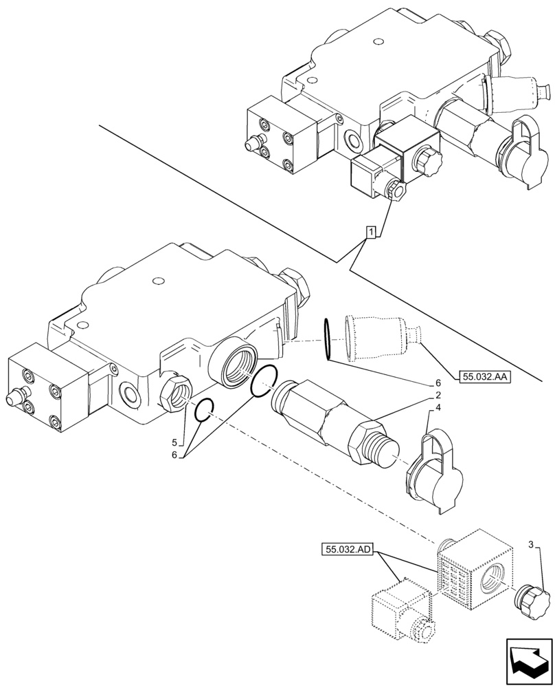 Схема запчастей Case IH FARMLIFT 735 - (33.220.AM[02]) - VAR - 749240 - TRAILER BRAKE VALVE, COMPONENTS (33) - BRAKES & CONTROLS