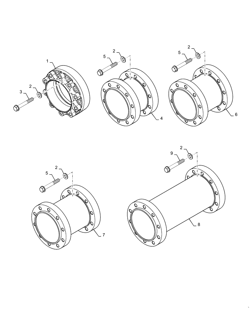 Схема запчастей Case IH STEIGER 470 - (44.511.AD[05]) - WHEEL SPACER (44) - WHEELS