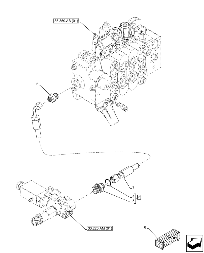 Схема запчастей Case IH FARMLIFT 635 - (33.220.AF[03]) - VAR - 749295 - TRAILER BRAKE, LINES, DIRECTIONAL CONTROL VALVE (33) - BRAKES & CONTROLS