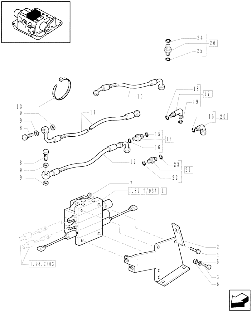 Схема запчастей Case IH MXU115 - (1.82.7/03[01]) - (VAR.633) 3 CONTROL VALVES WITH MECHANICAL JOYSTICK FOR LOADER (NA) - CONTROL VALVE AND PIPES - C5363 (07) - HYDRAULIC SYSTEM