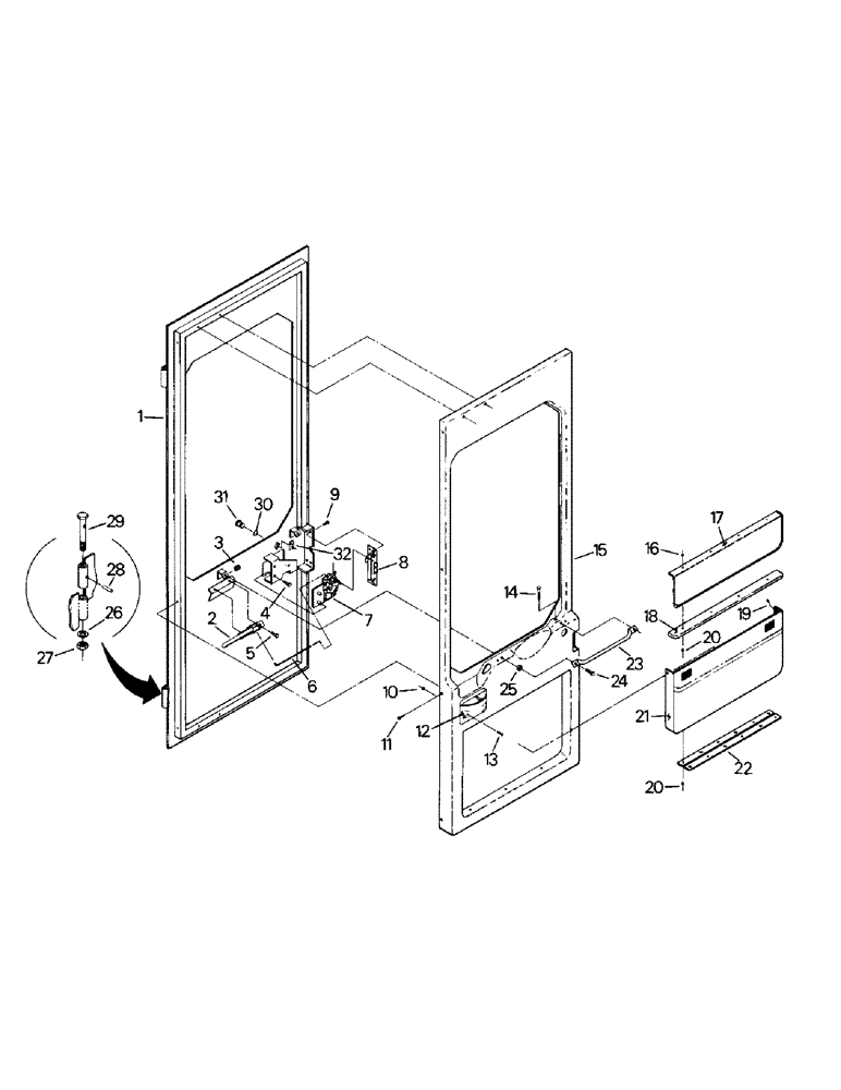 Схема запчастей Case IH CS-360 - (01-02) - DOOR ASSEMBLY (10) - CAB