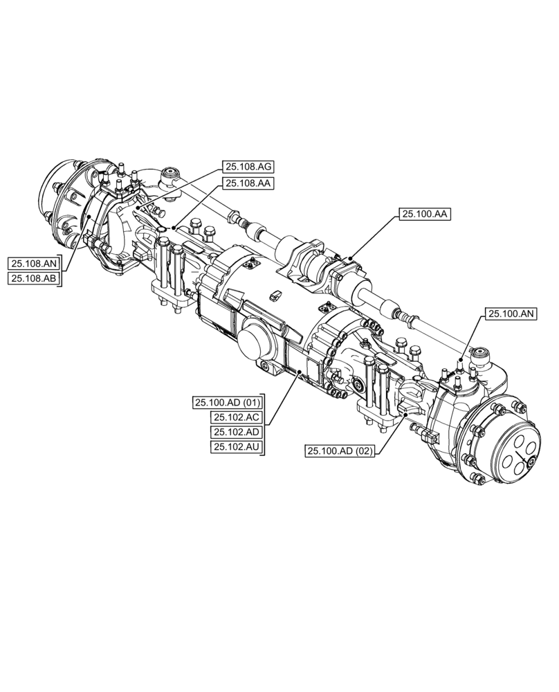 Схема запчастей Case IH FARMLIFT 635 - (25.000.00) - SECTION INDEX - FRONT MECHANICAL DRIVE (25) - FRONT AXLE SYSTEM