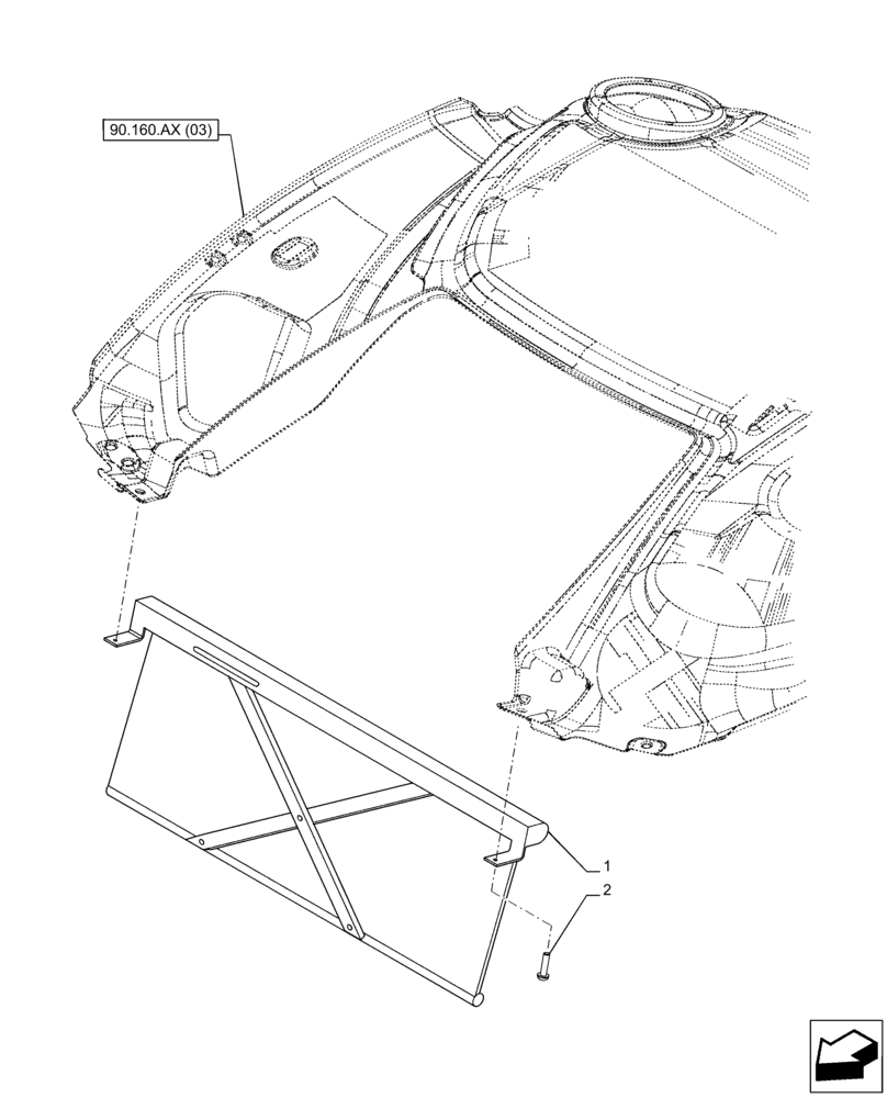 Схема запчастей Case IH PUMA 165 CVT - (90.151.AE[05]) - VAR - 758139, 758141, 758143, 758146 - HEADLINER, SUN CURTAIN, W/ HIGH VISIBILITY PANEL (90) - PLATFORM, CAB, BODYWORK AND DECALS