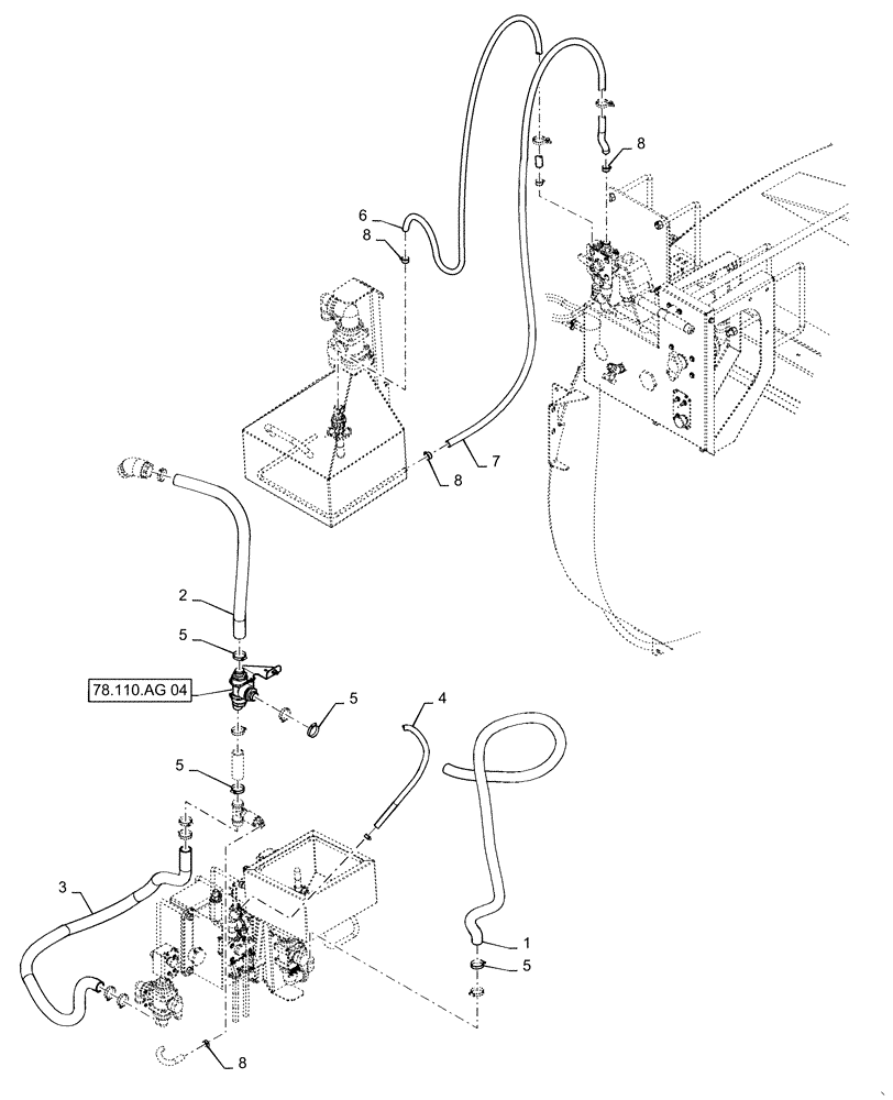 Схема запчастей Case IH PATRIOT 4440 - (78.110.AG[07]) - CHEMICAL INDUCTOR PLUMBING GROUP (78) - SPRAYING