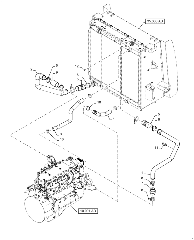 Схема запчастей Case IH WD1904 - (10.310.AE) - INTERCOOLER LINE (10) - ENGINE