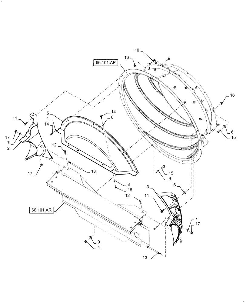 Схема запчастей Case IH 7240 - (66.101.AQ) - VAR - 425198, 425199, 425513 - CONE, FEEDER, INLET SECTION (66) - THRESHING