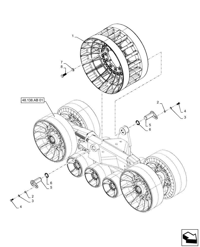 Схема запчастей Case IH QUADTRAC 620 - (48.138.AB[01]) - TRACK ASSY, UNDERCARRIAGE (48) - TRACKS & TRACK SUSPENSION