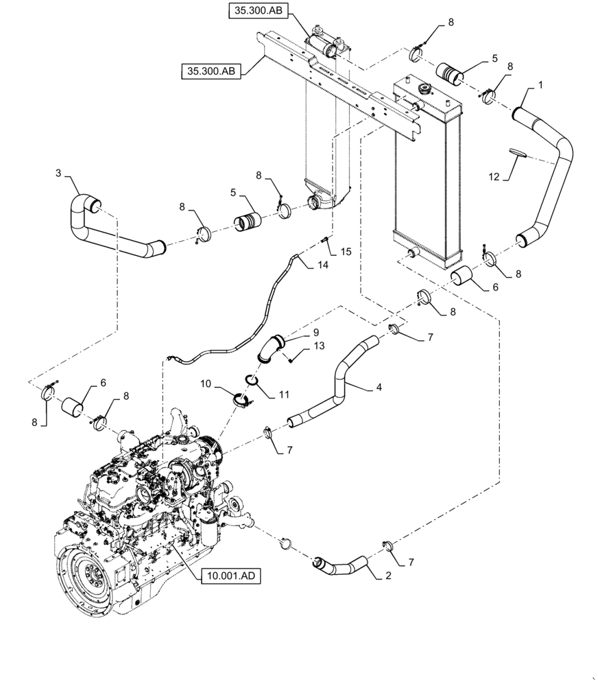 Схема запчастей Case IH WD2104 - (10.310.AE) - INTERCOOLER LINE (10) - ENGINE