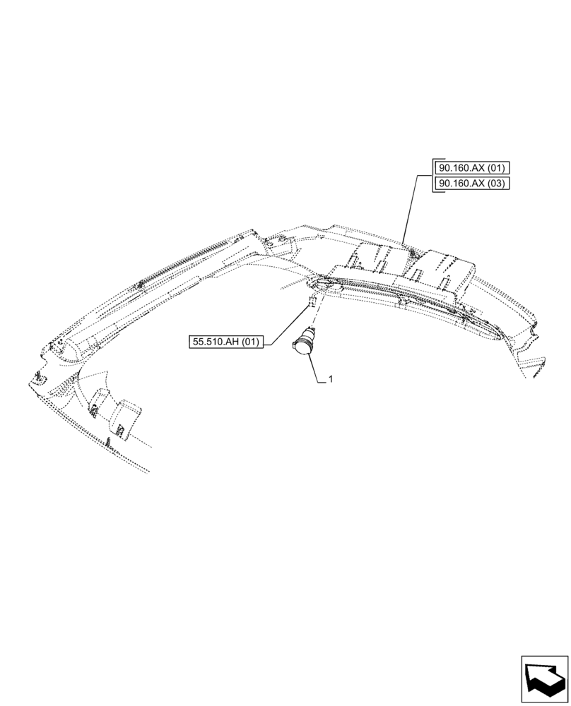 Схема запчастей Case IH PUMA 150 - (55.512.AD[01]) - VAR - 391179, 758139, 758140, 758141, 758142, 758143, 758145, 758146 - HEADLINER, CIGARETTE LIGHTER (55) - ELECTRICAL SYSTEMS