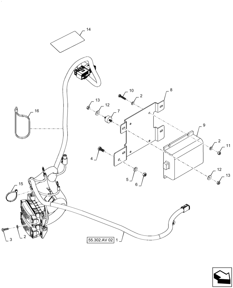 Схема запчастей Case IH QUADTRAC 470 - (55.302.AV[01]) - BATTERY EQUALIZER/CONVERTER, T4B (55) - ELECTRICAL SYSTEMS