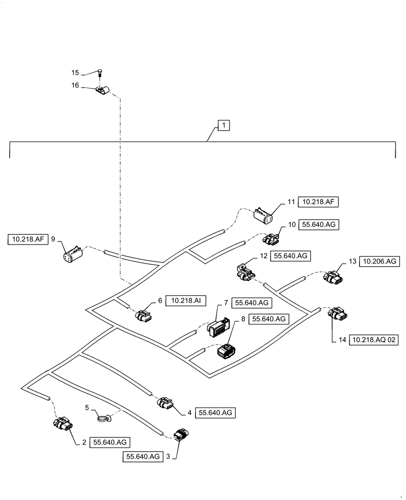 Схема запчастей Case IH 100A - (55.015.AB) - ENGINE WIRE HARNESS (55) - ELECTRICAL SYSTEMS