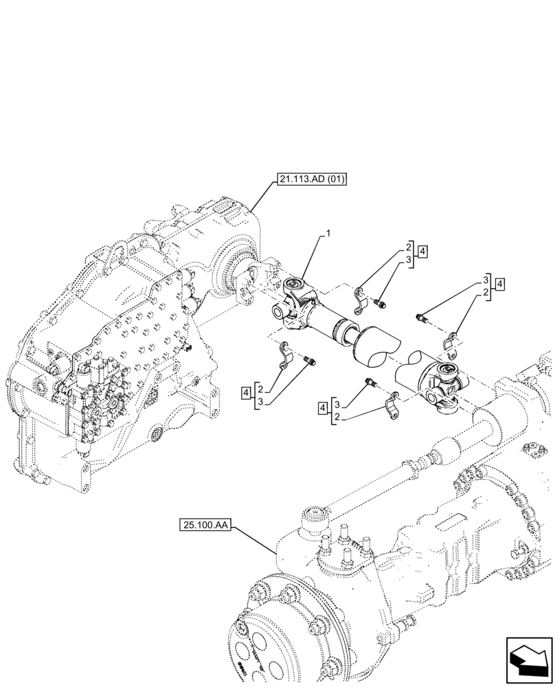 Схема запчастей Case IH FARMLIFT 632 - (23.314.AH[01]) - DRIVE SHAFT, FRONT (23) - FOUR WHEEL DRIVE SYSTEM