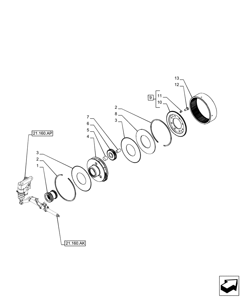 Схема запчастей Case IH PUMA 165 - (21.160.AL) - VAR - 758011, 758013, 758015, 758017, 758019, 758021 - CREEPER, GEAR (21) - TRANSMISSION