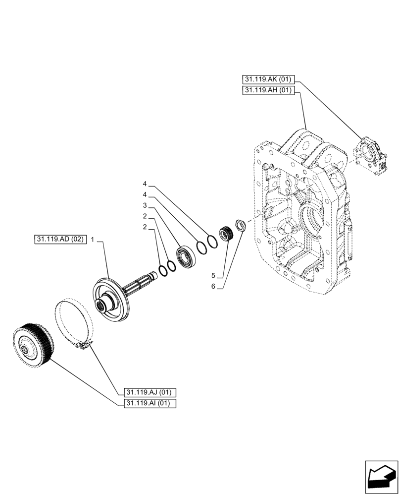 Схема запчастей Case IH PUMA 200 - (31.119.AD[01]) - VAR - 758030 - PTO 540/540E/1000/1000E DRIVE SHAFT, FRONT (31) - IMPLEMENT POWER TAKE OFF