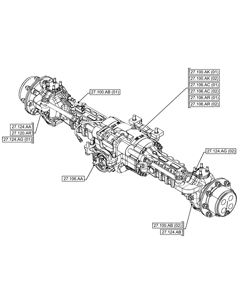 Схема запчастей Case IH FARMLIFT 635 - (00.000.27) - PICTORIAL INDEX - REAR DRIVE AXLE (00) - GENERAL & PICTORIAL INDEX