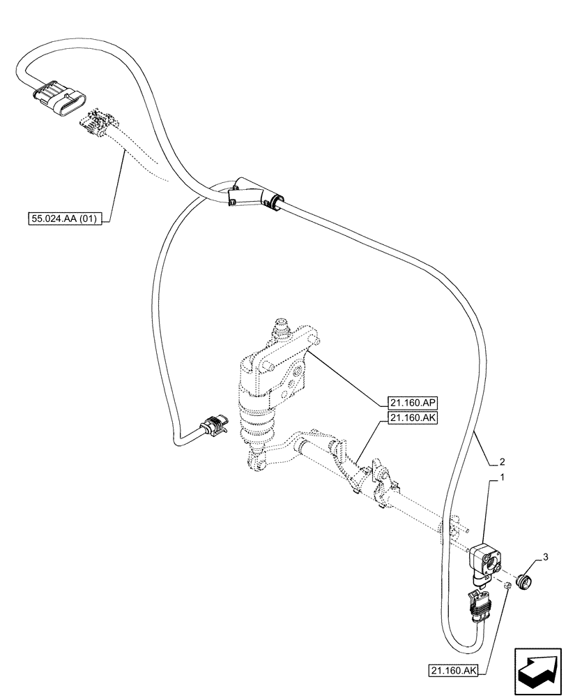 Схема запчастей Case IH PUMA 165 - (55.513.BC[01]) - VAR - 758011, 758013, 758015, 758017, 758019, 758021 - CREEPER SWITCH, ANGLE (55) - ELECTRICAL SYSTEMS