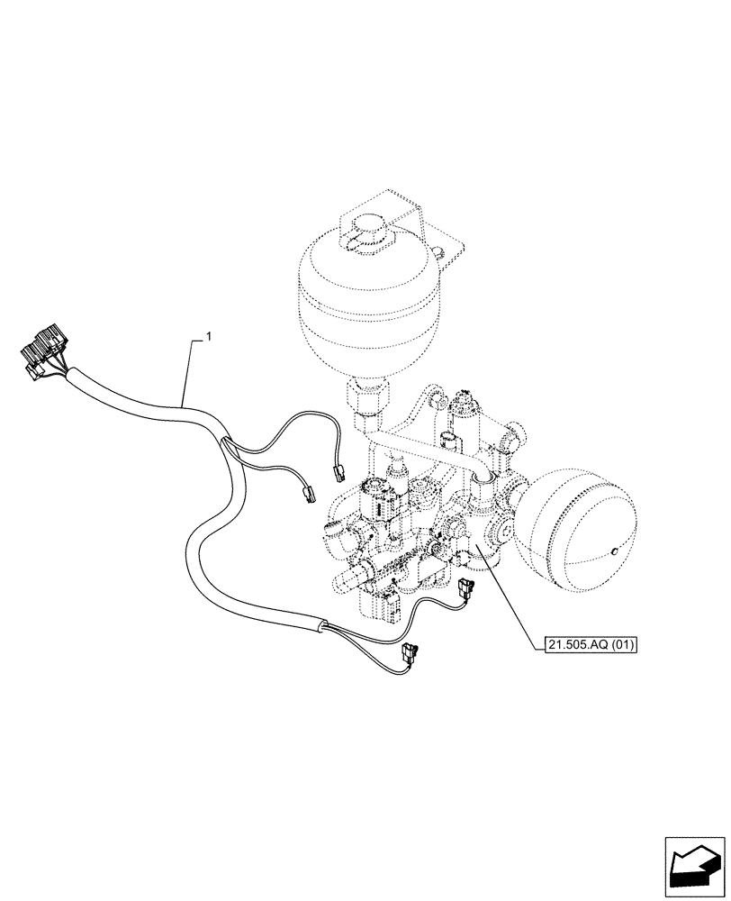 Схема запчастей Case IH PUMA 165 CVT - (55.045.AD) - VAR - 758045, 758046 - FRONT AXLE, SUSPENDED, HARNESS (55) - ELECTRICAL SYSTEMS