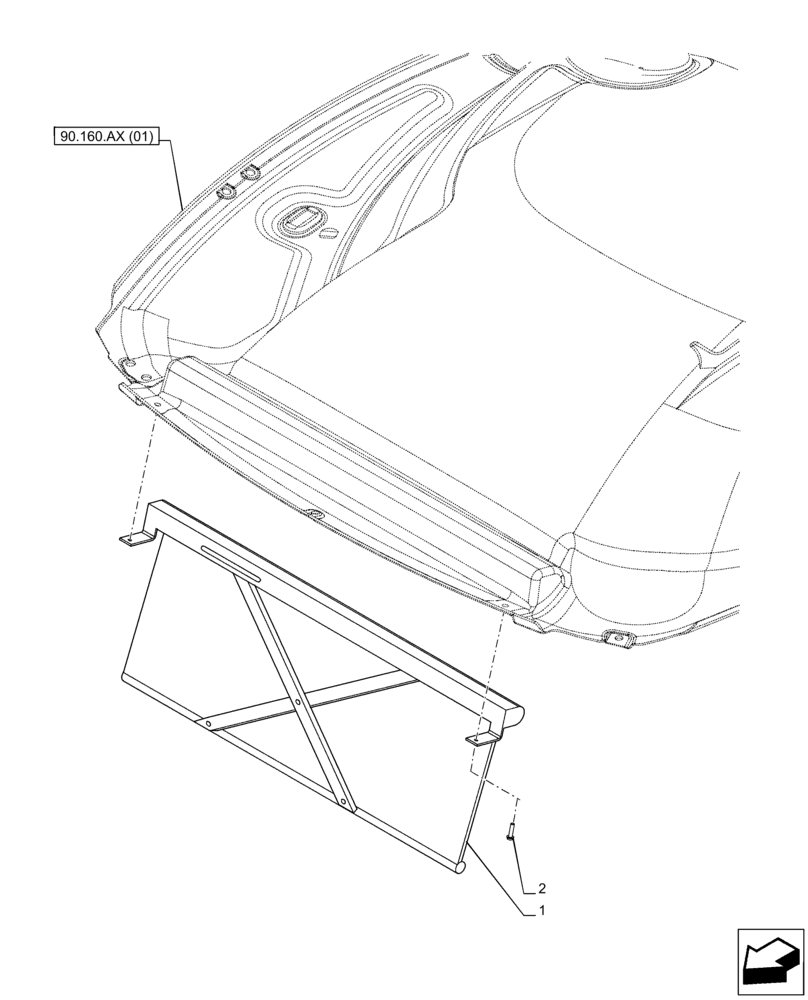 Схема запчастей Case IH PUMA 200 CVT - (90.151.AE[04]) - VAR - 391179, 758140, 758142, 758145 - HEADLINER, SUN CURTAIN (90) - PLATFORM, CAB, BODYWORK AND DECALS