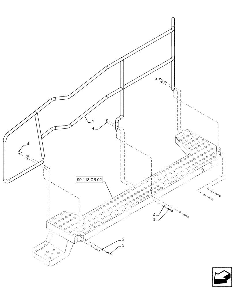 Схема запчастей Case IH PATRIOT 4440 - (39.100.AT[03]) - MIDDLE WALKWAY HANDRAIL, 90 - 100 BOOMS (39) - FRAMES AND BALLASTING