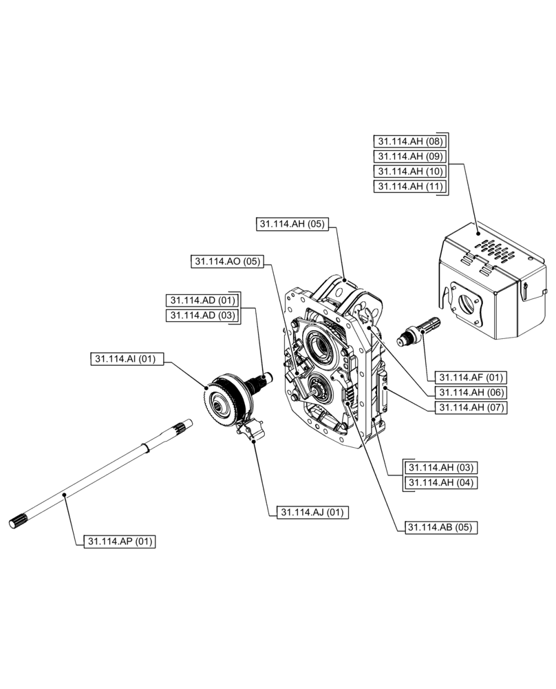 Схема запчастей Case IH PUMA 185 - (00.000.31[04]) - PICTORIAL INDEX - IMPLEMENT POWER TAKE-OFF (00) - GENERAL & PICTORIAL INDEX