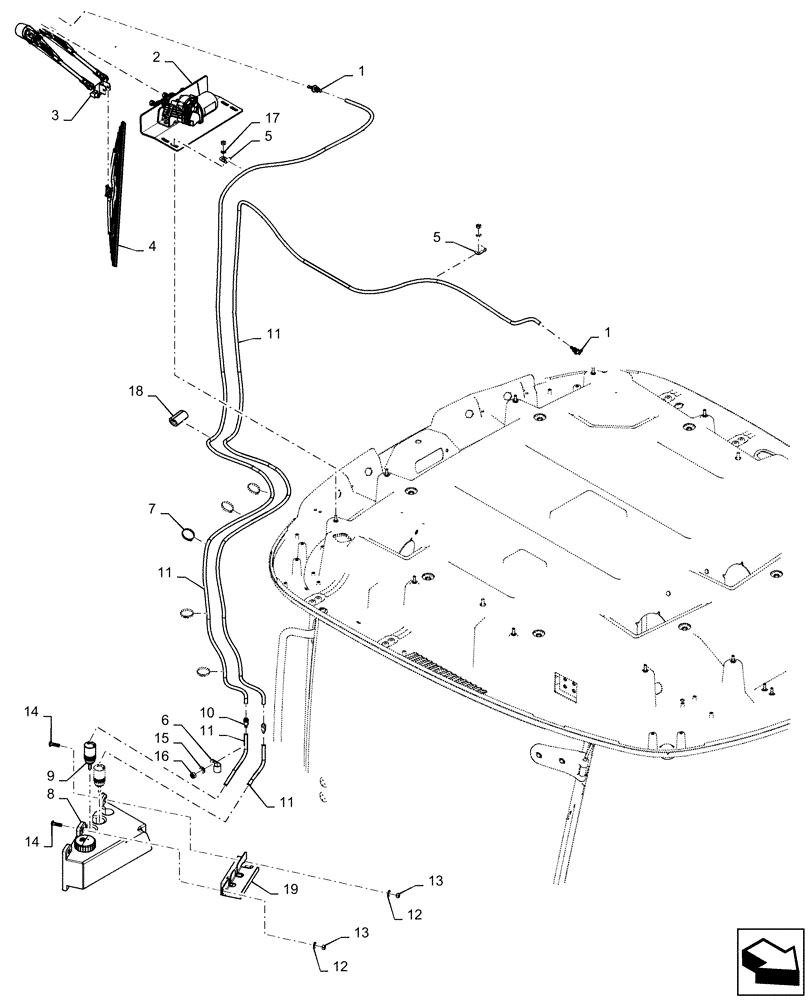 Схема запчастей Case IH QUADTRAC 580 - (55.518.AH) - FRONT AND REAR WIPERS (55) - ELECTRICAL SYSTEMS