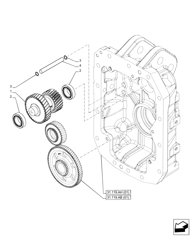 Схема запчастей Case IH PUMA 220 CVT - (31.119.AB[02]) - VAR - 758030 - PTO 540/540E/1000/1000E RPM, DRIVEN SHAFT (31) - IMPLEMENT POWER TAKE OFF