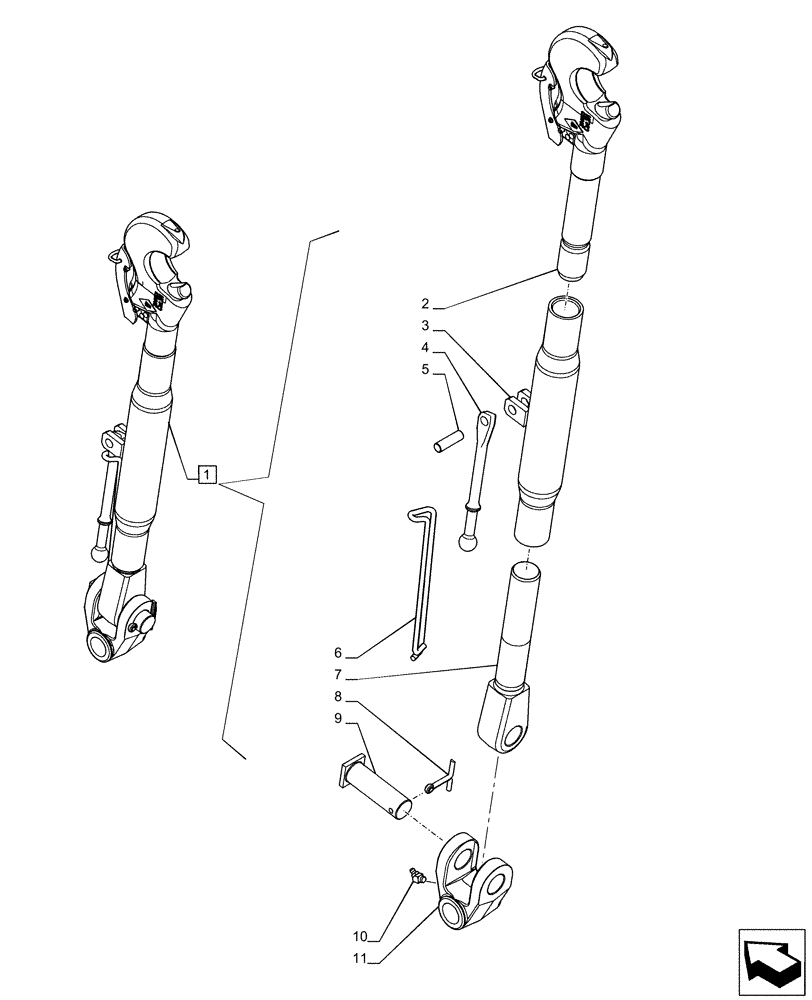 Схема запчастей Case IH PUMA 165 CVT - (37.120.AA[03]) - VAR - 391170, 758075 - 3 HITCH POINT, TOP LINK, COMPONENTS (37) - HITCHES, DRAWBARS & IMPLEMENT COUPLINGS