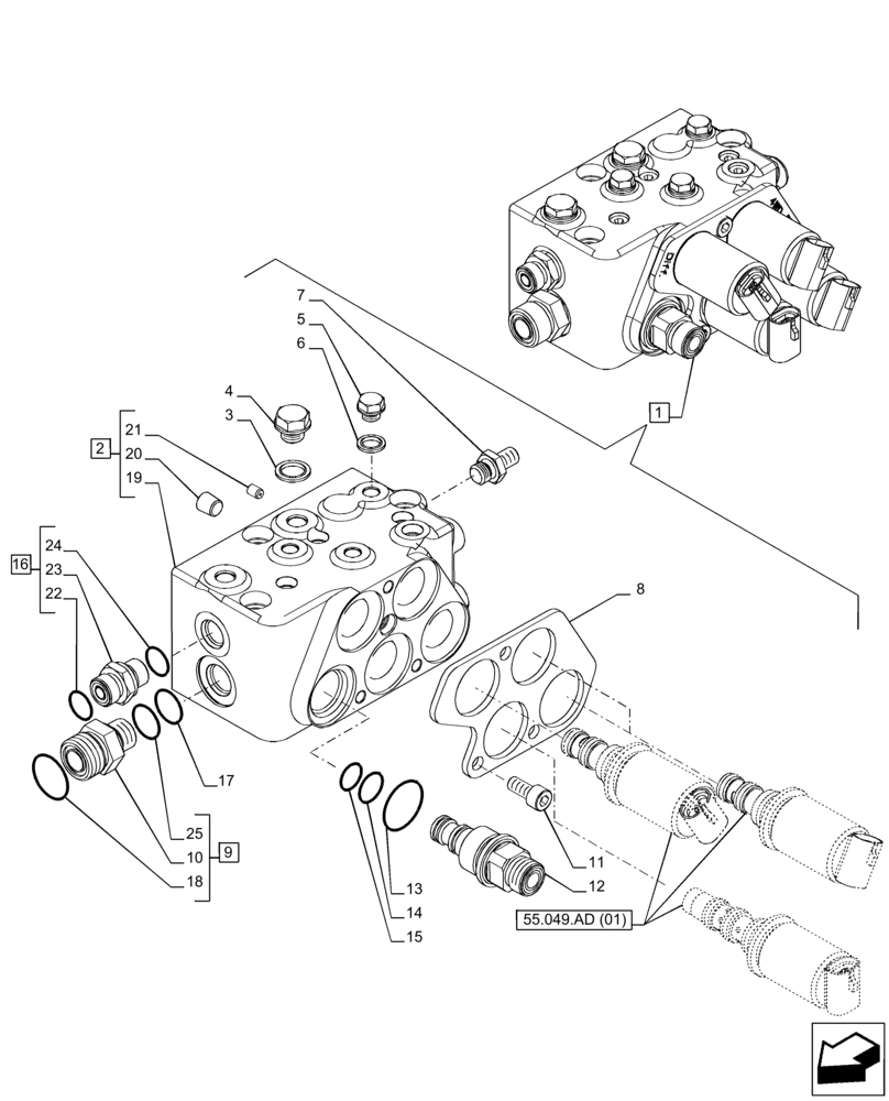 Схема запчастей Case IH PUMA 165 CVT - (31.104.AR[02]) - VAR - 391138, 758022 - PTO, CONTROL VALVE, COMPONENTS (31) - IMPLEMENT POWER TAKE OFF