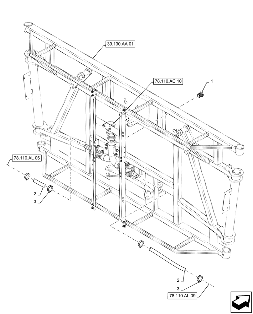 Схема запчастей Case IH PATRIOT 4440 - (78.110.AD[04]) - BOOM PLUMBING, CENTER SECTION, 6 SECTION, 90/100 BOOM (78) - SPRAYING