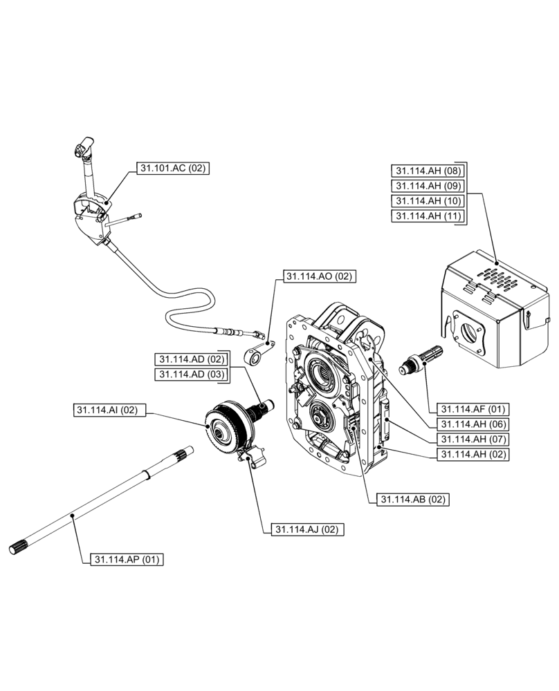 Схема запчастей Case IH PUMA 185 - (00.000.31[02]) - PICTORIAL INDEX - IMPLEMENT POWER TAKE-OFF (00) - GENERAL & PICTORIAL INDEX