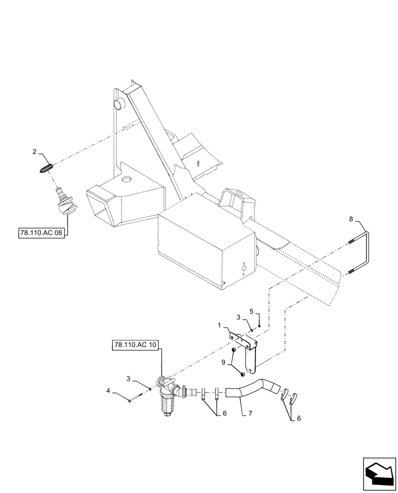 Схема запчастей Case IH PATRIOT 4440 - (78.110.AM[09]) - STRAINER PLUMBING, LO-FLOW, BSN YGT042519 (78) - SPRAYING