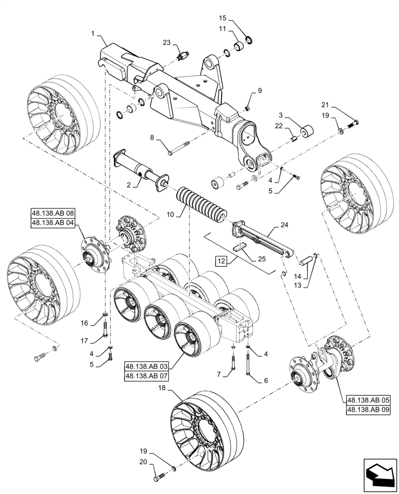 Схема запчастей Case IH QUADTRAC 470 - (48.138.AB[02]) - UNDERCARRIAGE ASSY (48) - TRACKS & TRACK SUSPENSION