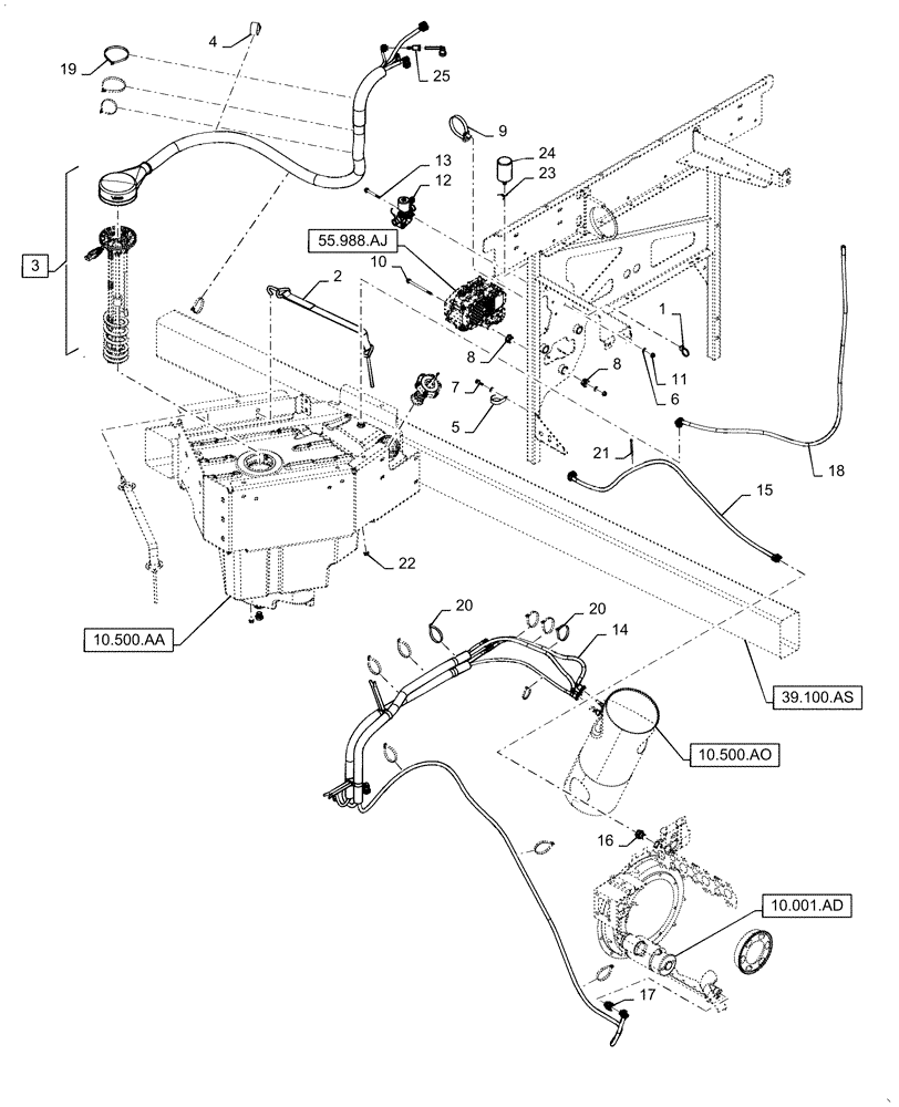 Схема запчастей Case IH WD1204 - (10.500.AD[01]) - DEF/ADBLUE LINES (10) - ENGINE