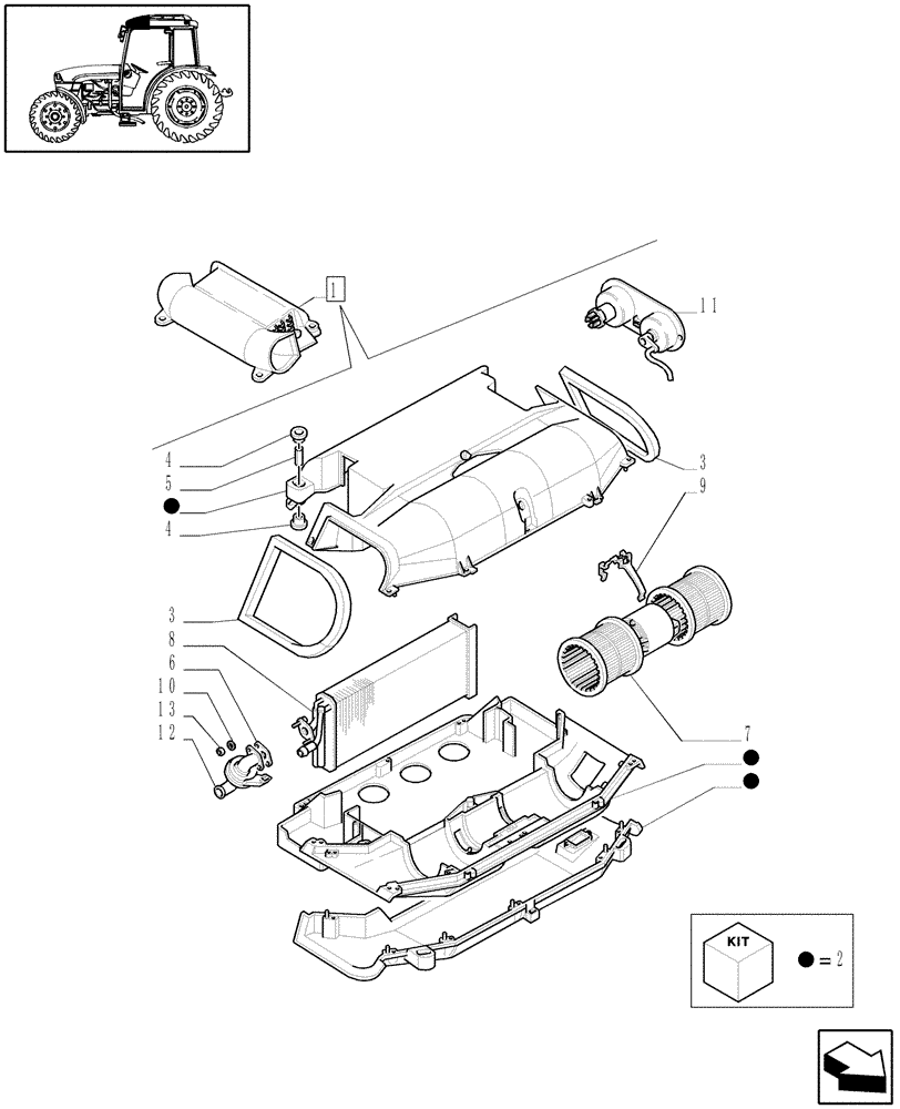 Схема запчастей Case IH JX1085C - (1.92.94/ A[01]) - CAB - HEATING SYSTEM - BREAKDOWN (10) - OPERATORS PLATFORM/CAB